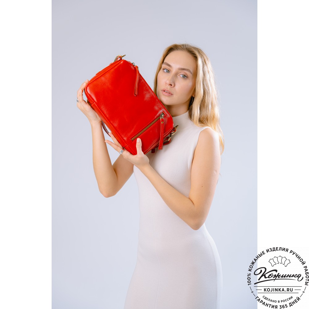 Женская кожаная сумка "Агата" (красная)